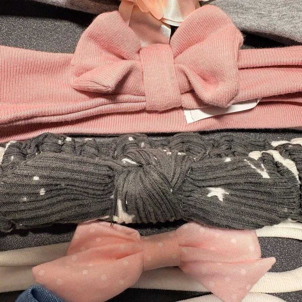 Lot of 6 Multicolor Baby Headbands‎ with Bows, Nylon Polyester,variety Styles.